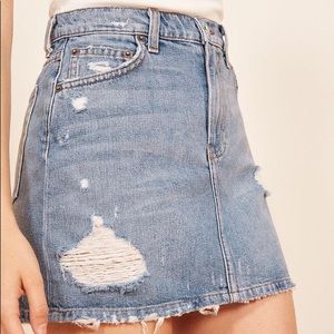 Reformation Ella Distressed Denim Skirt - 26
